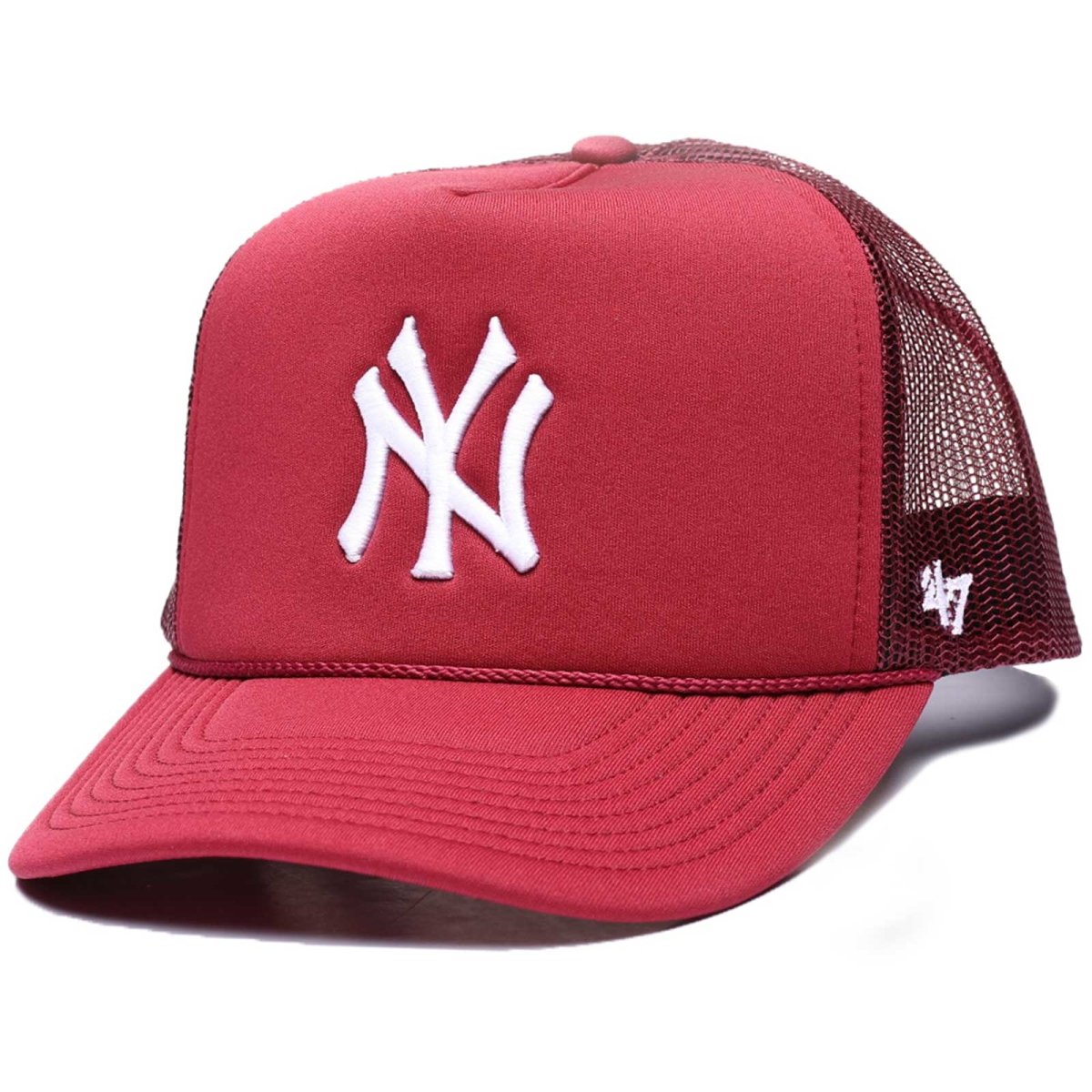 '47 Brand New York Yankees Foam Mesh Trucker Hat Burgundy