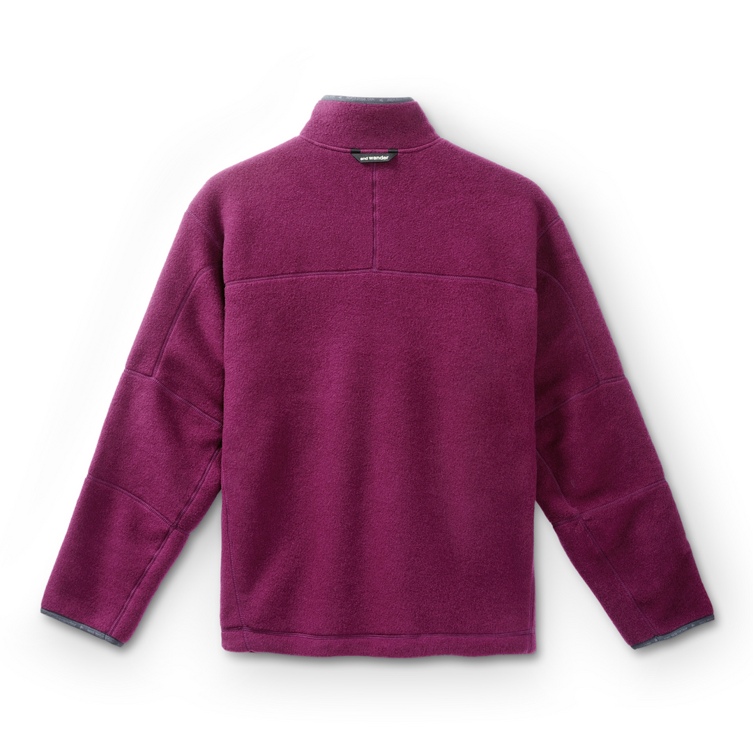 And Wander Men's Wool Fleece Pullover Purple