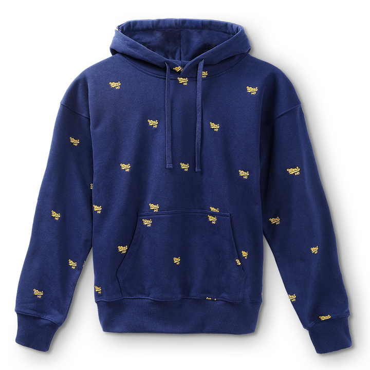 West NYC All Over Embroidery Hoodie Navy/Gold