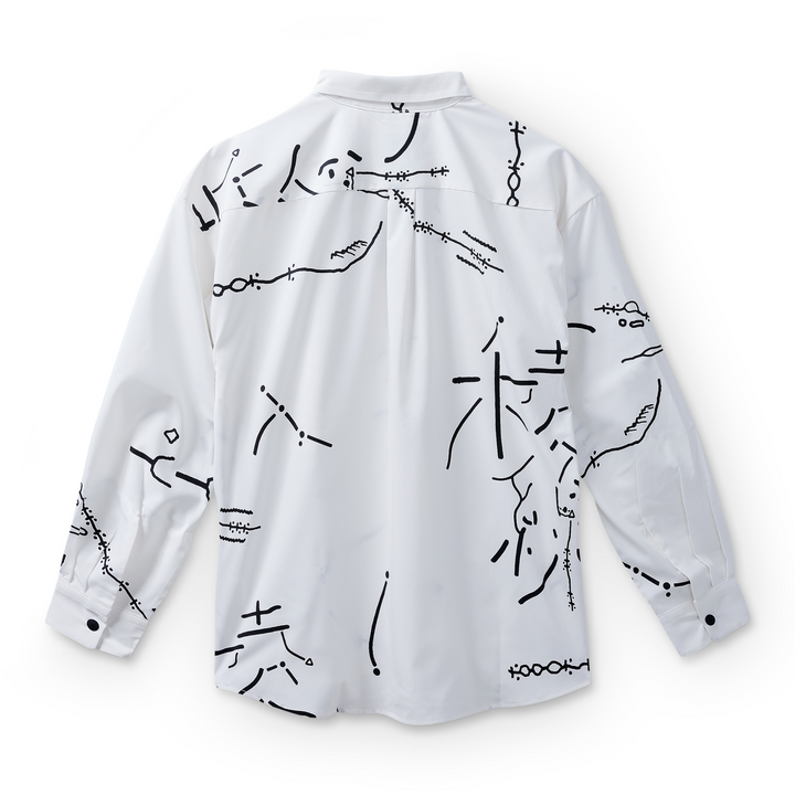 And Wander Men's Daijiro Ohara Map Key Print Shirt White