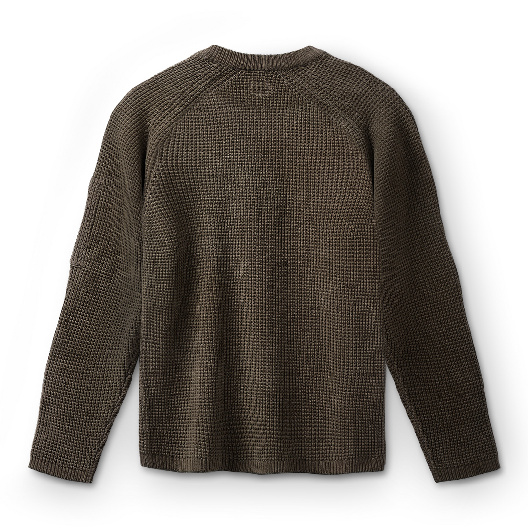 C.P. Company Men's Cotton Chenille Crewneck Waffle Knit Walnut/Beige