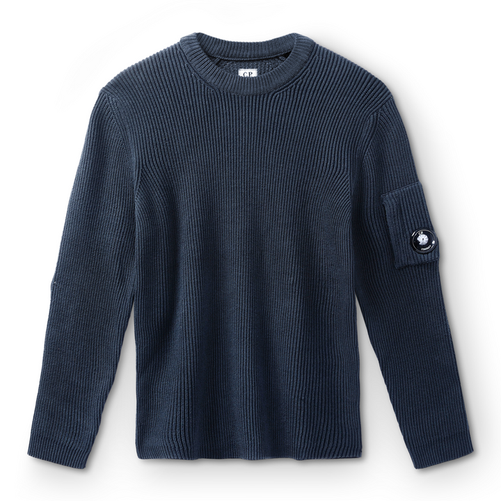 C.P. Company Men's Full Rib Crewneck Knit Black Sand