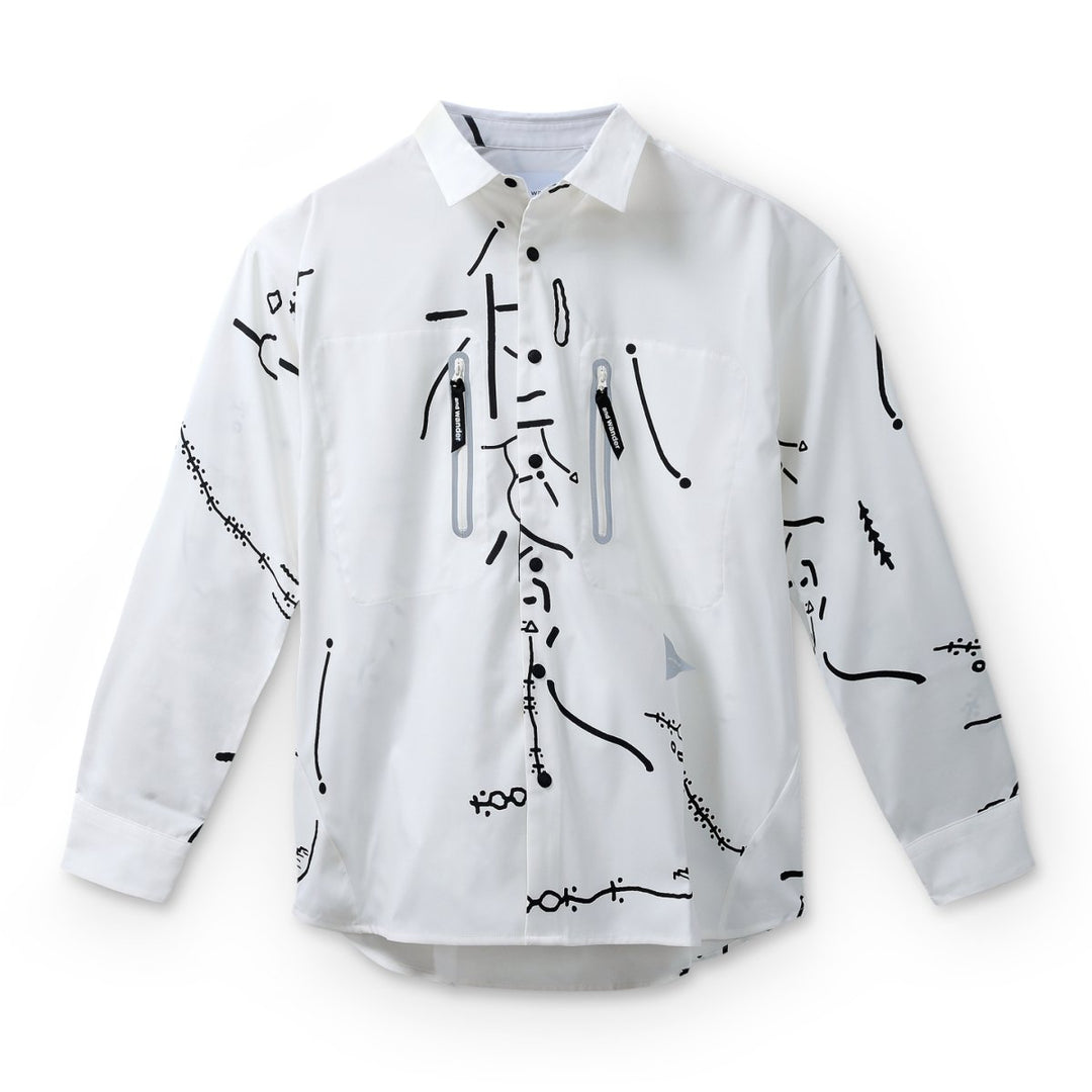 And Wander Men's Daijiro Ohara Map Key Print Shirt White - 10060496 - West NYC