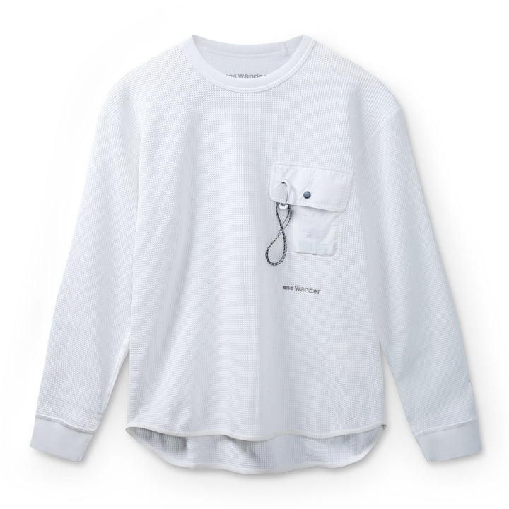 And Wander Men's PE Waffle Long Sleeve T-Shirt White - 10060514 - West NYC