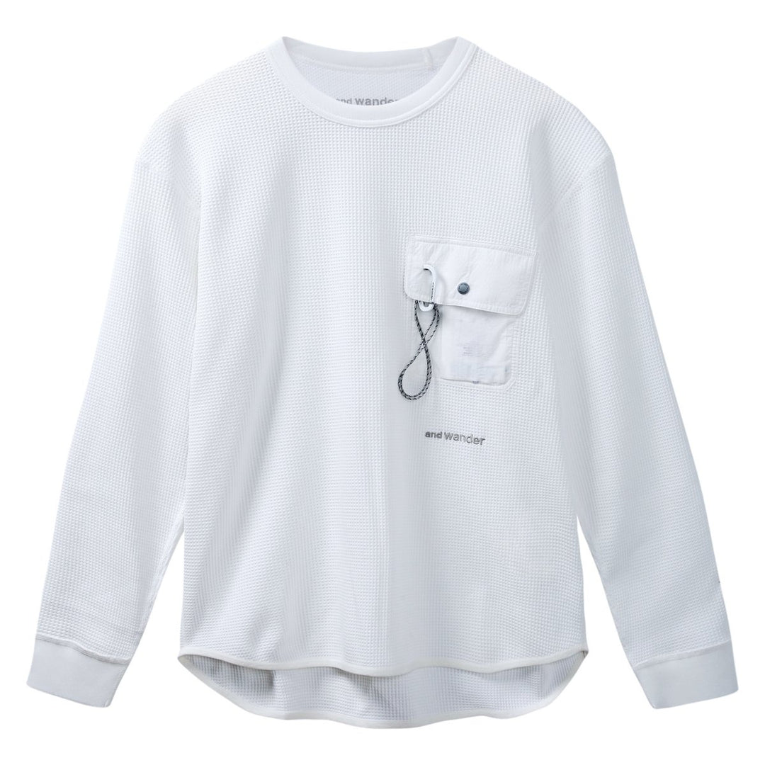 And Wander Men's PE Waffle Long Sleeve T-Shirt White - 10060514 - West NYC