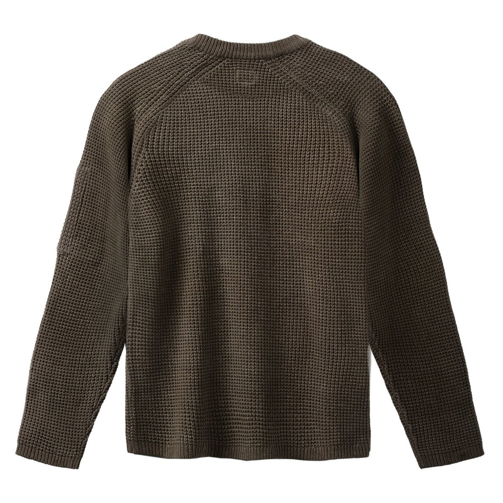 C.P. Company Men's Cotton Chenille Crewneck Waffle Knit Walnut/Beige - 10052511 - West NYC