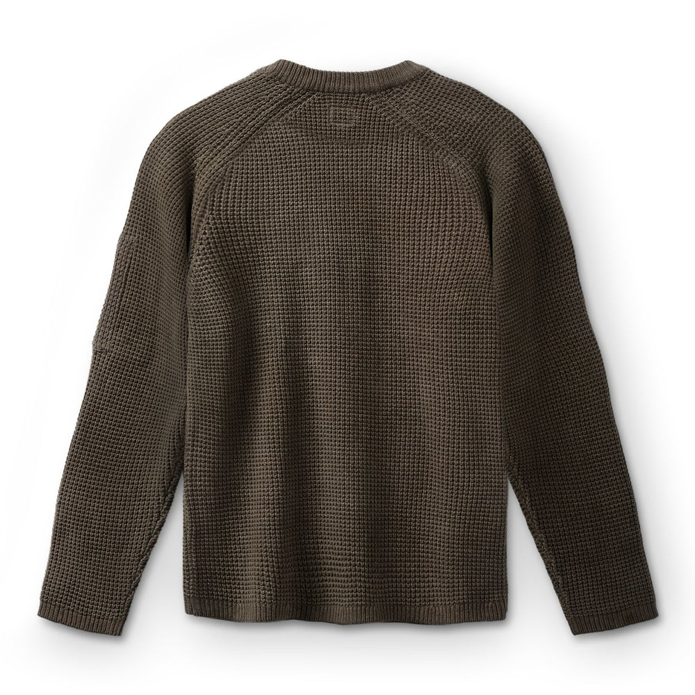 C.P. Company Men's Cotton Chenille Crewneck Waffle Knit Walnut/Beige - 10052511 - West NYC