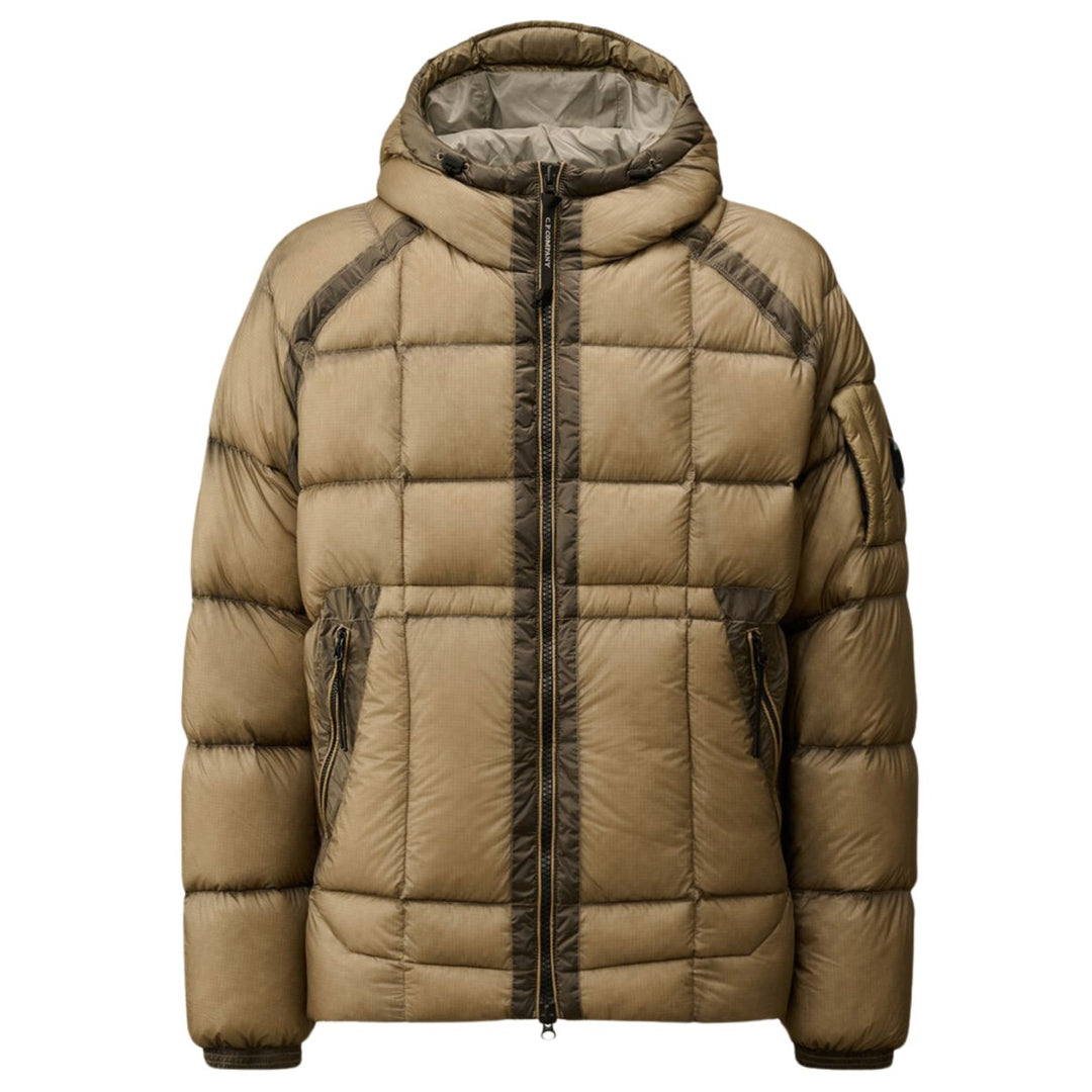 C.P. Company Men's D.D. Shell Hooded Medium Down Jacket Vintage Khaki/Beige - 10062782 - West NYC