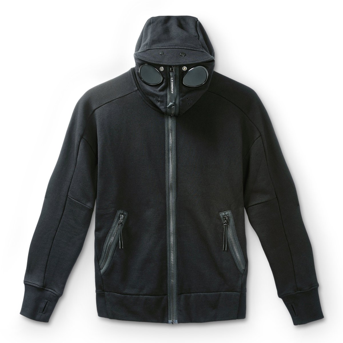 Cp company grey goggle hoodie hotsell