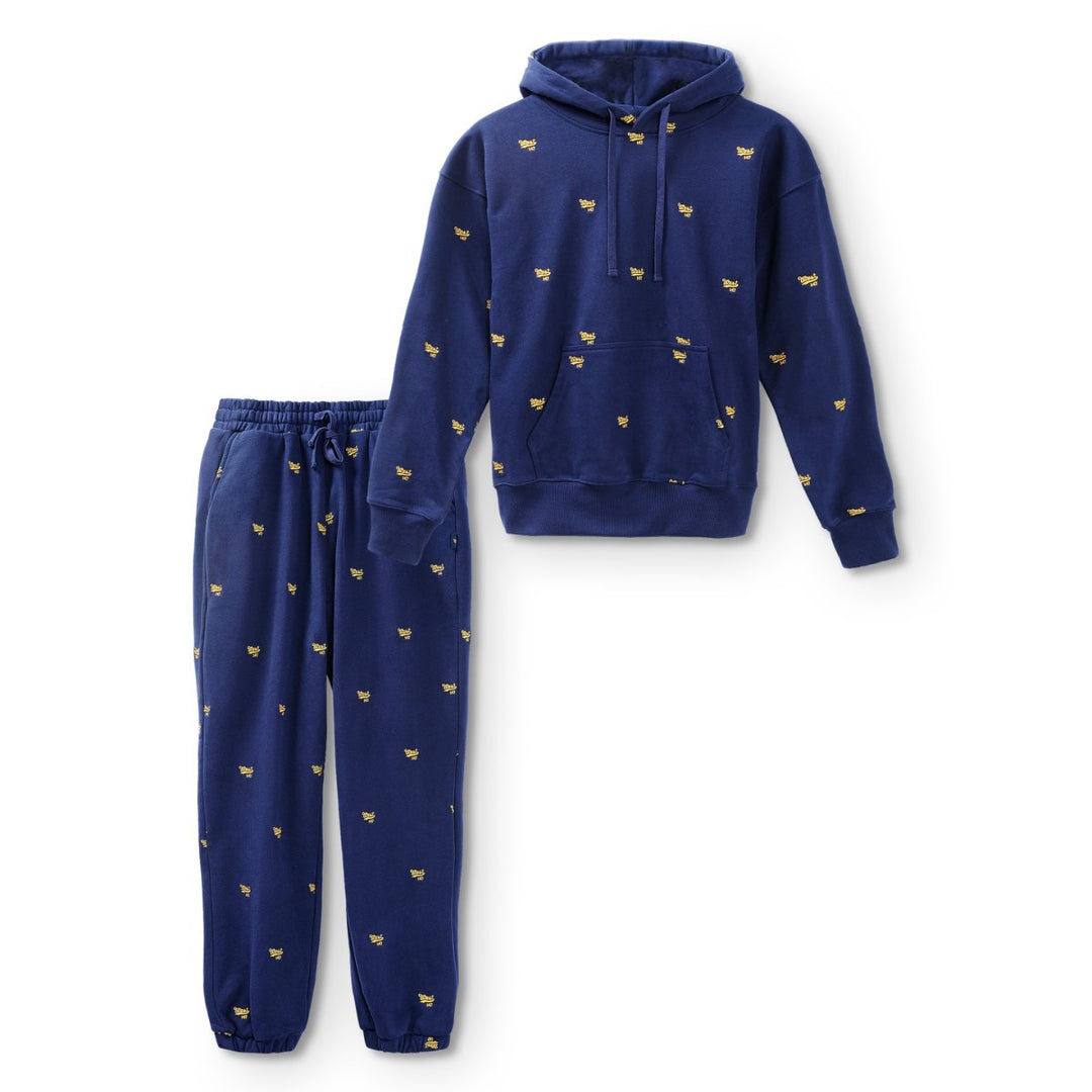 West NYC All Over Embroidery Hoodie Navy/Gold - 10032573 - West NYC