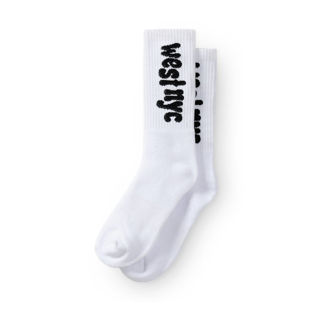 West NYC Funky Spellout Sock White/Black - 10060750 - West NYC