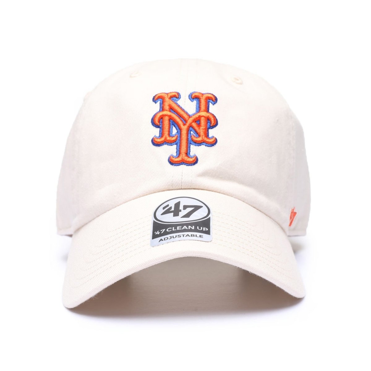 MLB New York Mets ('47 Brand) Clean Up Dad Hat Adjustable White - Black Logo